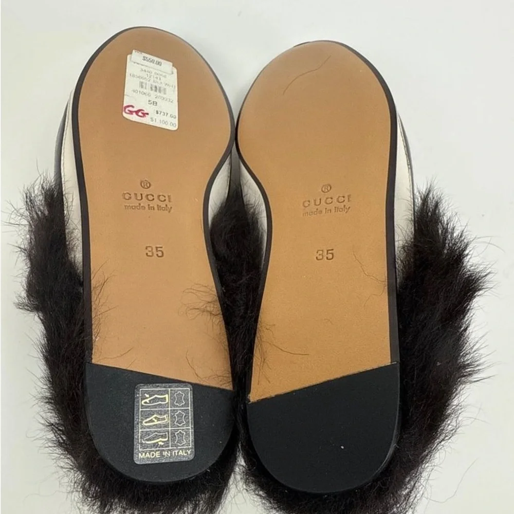 Gucci Princetown Zebra Fur Leather Mule Slides Size 35 (US 5) - Picture 6 of 8